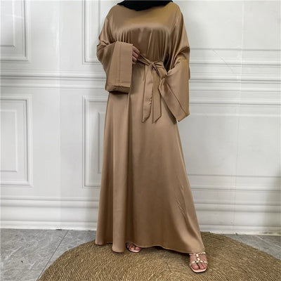 Luxurious Satin Abaya with Flowing Sleeves