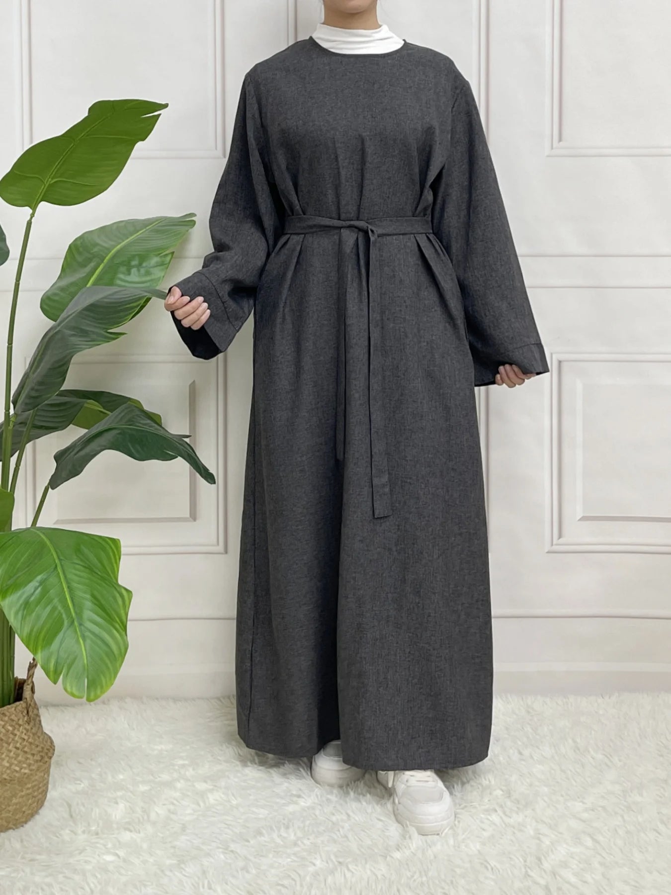 Modest Long Sleeve Belted Abaya