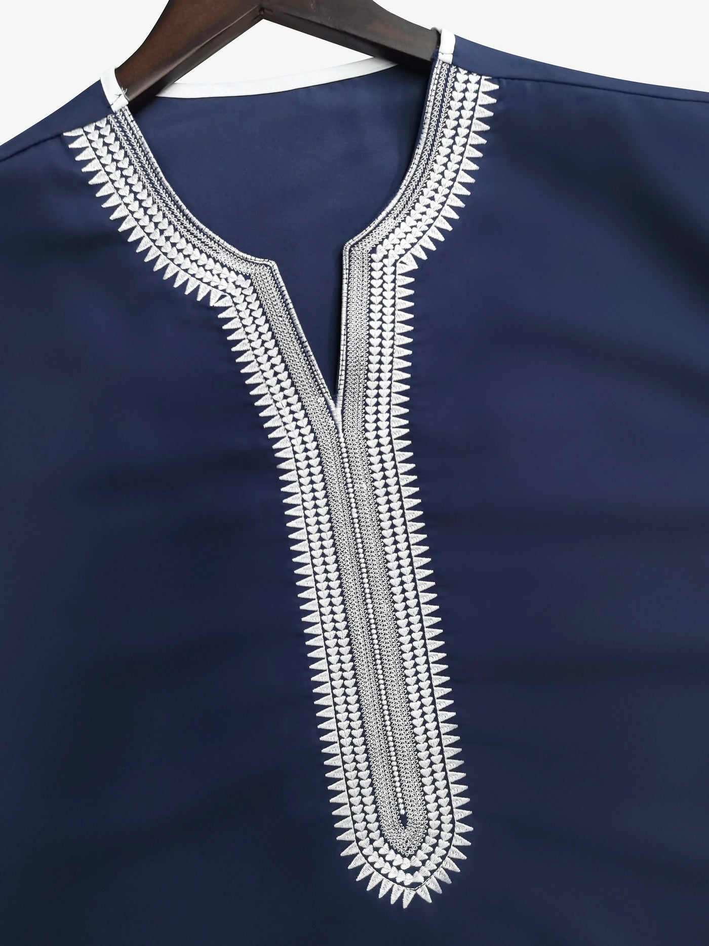 Navy Traditional Men’s Thobe with Embroidery