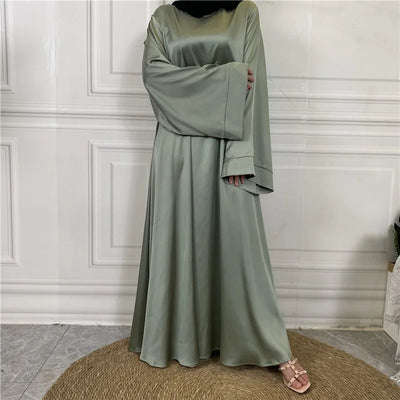 Luxurious Satin Abaya with Flowing Sleeves