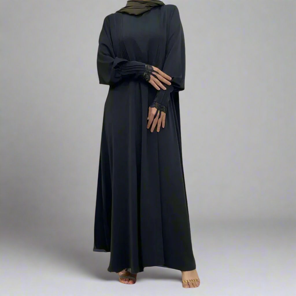 Abaya with Pleated Sleeves