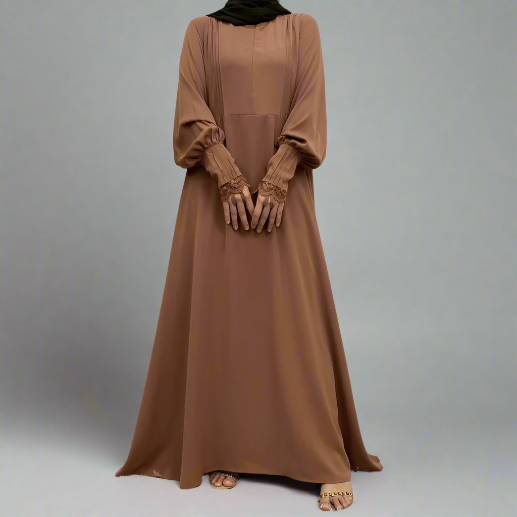 Abaya with Pleated Sleeves