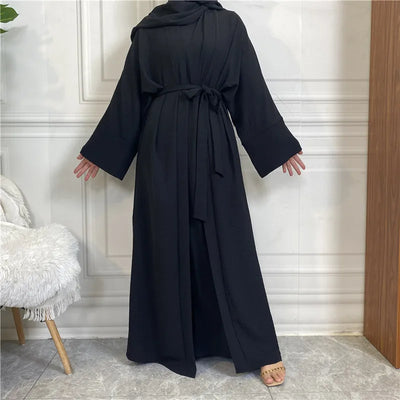 Belted Abaya + Kimono: Flowing Silhouette