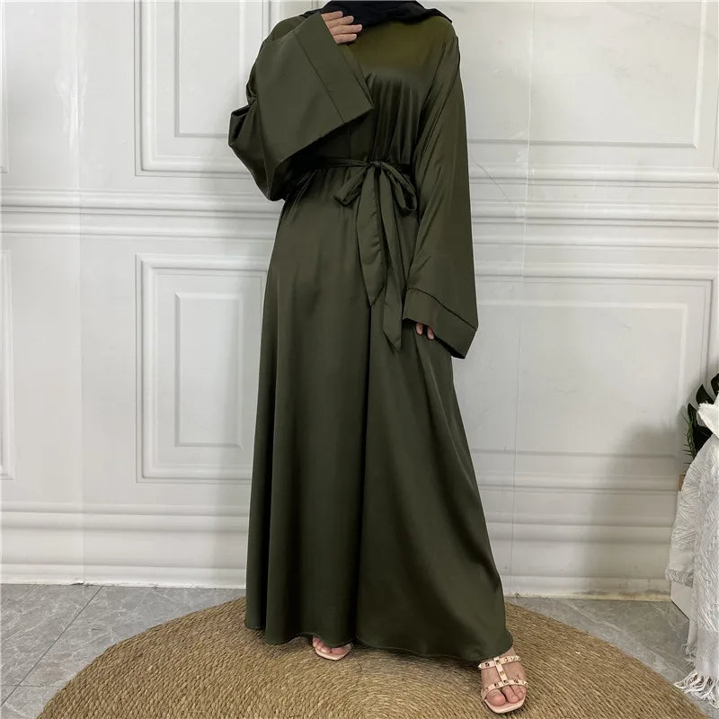 Luxurious Satin Abaya with Flowing Sleeves