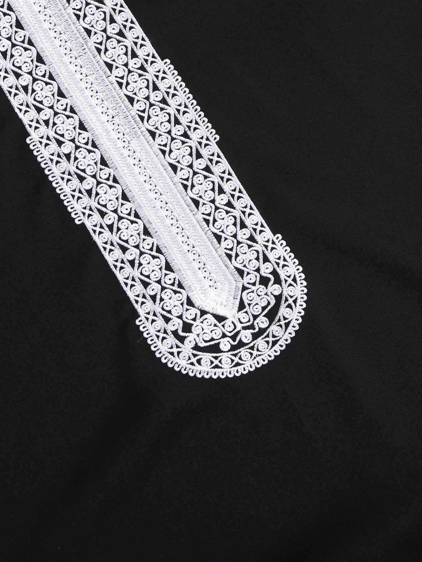 Black Thobe with White Embroidery