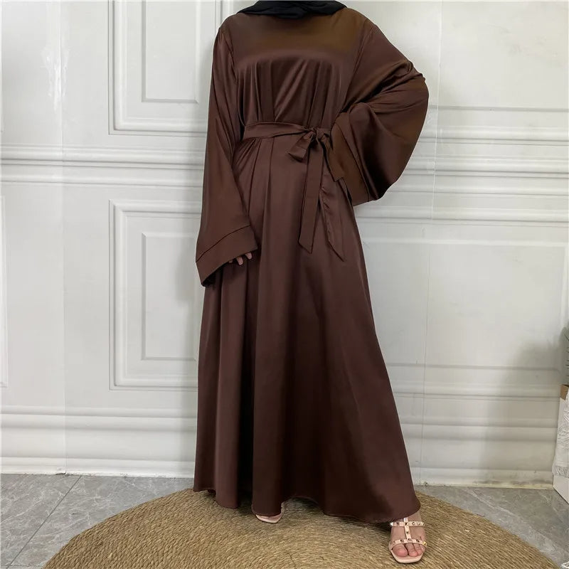 Luxurious Satin Abaya with Flowing Sleeves