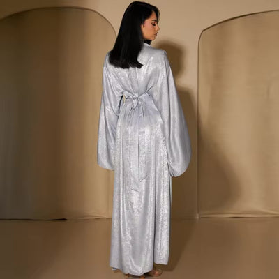 Silver Elegance Abaya Dress