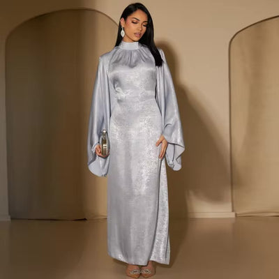 Silver Elegance Abaya Dress