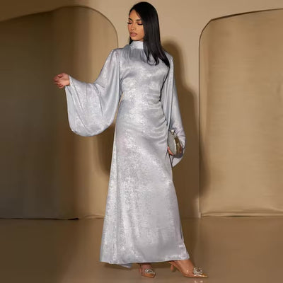 Silver Elegance Abaya Dress