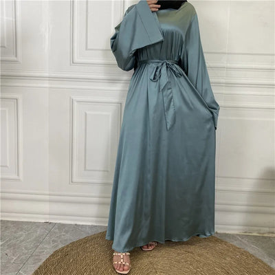 Luxurious Satin Abaya with Flowing Sleeves