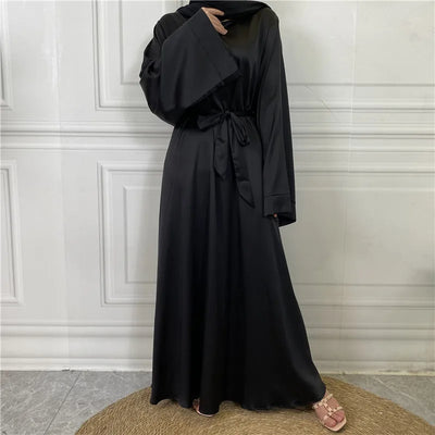 Luxurious Satin Abaya with Flowing Sleeves