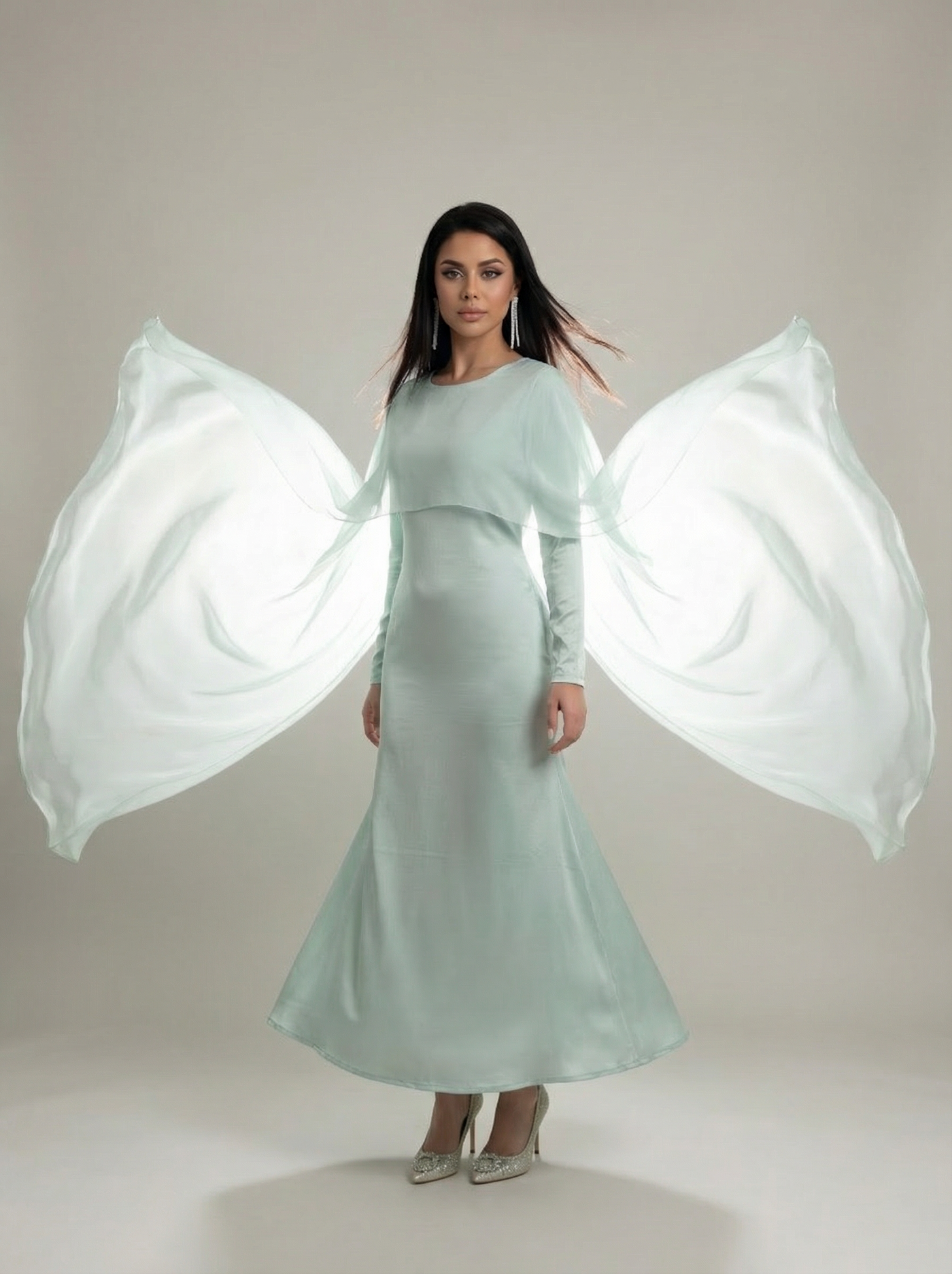 Modest Chiffon Maxi Dress - Evening Dress - Mint | Mystic Modesty