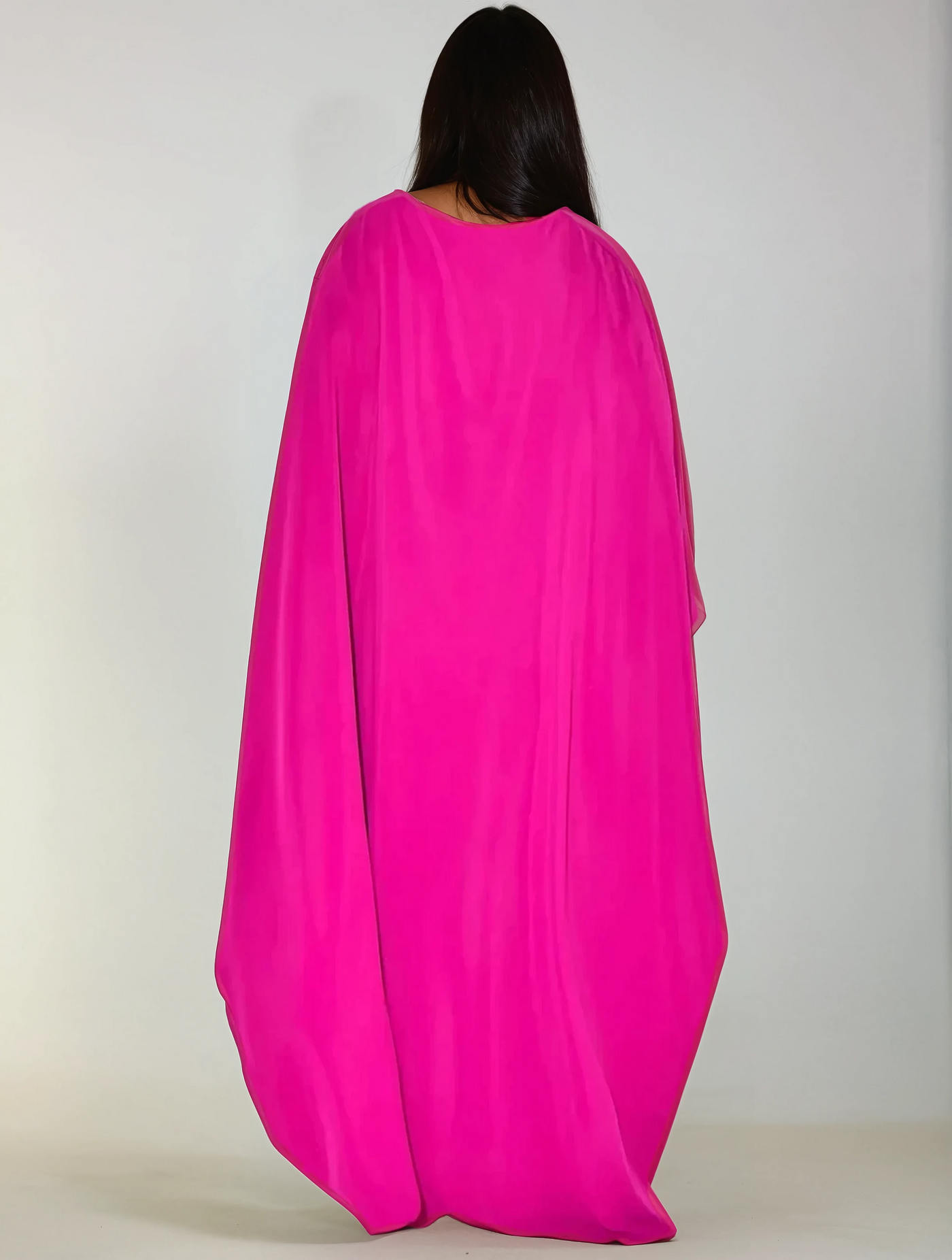 Modest satin maxi dress in Pink – Modest Batwing Sleeve Maxi Dress