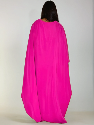 Modest satin maxi dress in Pink – Modest Batwing Sleeve Maxi Dress