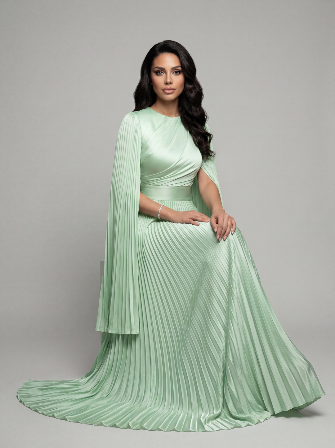 green emerald velvet dress Keya Emerald Green Satin Ring Buckle Modest Dress – House Of Haniya