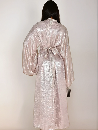 Modest satin maxi dress – Beige Elegance Abaya Dress