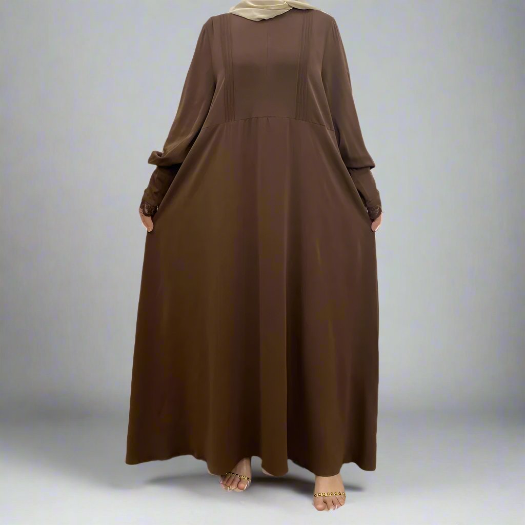 Abaya with Pleated Sleeves