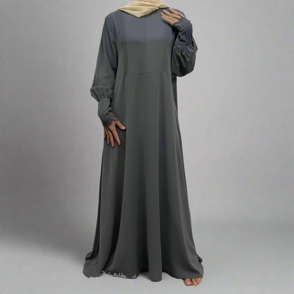 Abaya with Pleated Sleeves