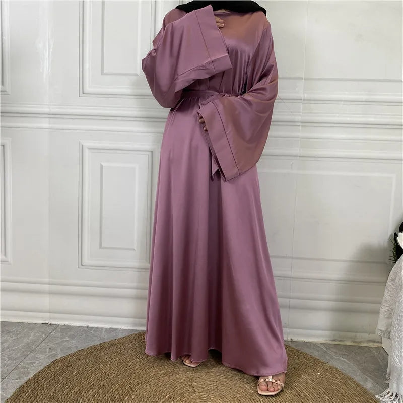 Luxurious Satin Abaya with Flowing Sleeves