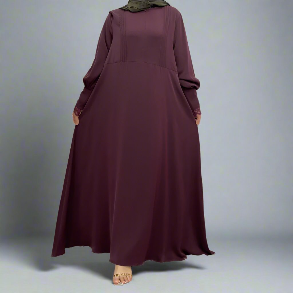 Abaya with Pleated Sleeves