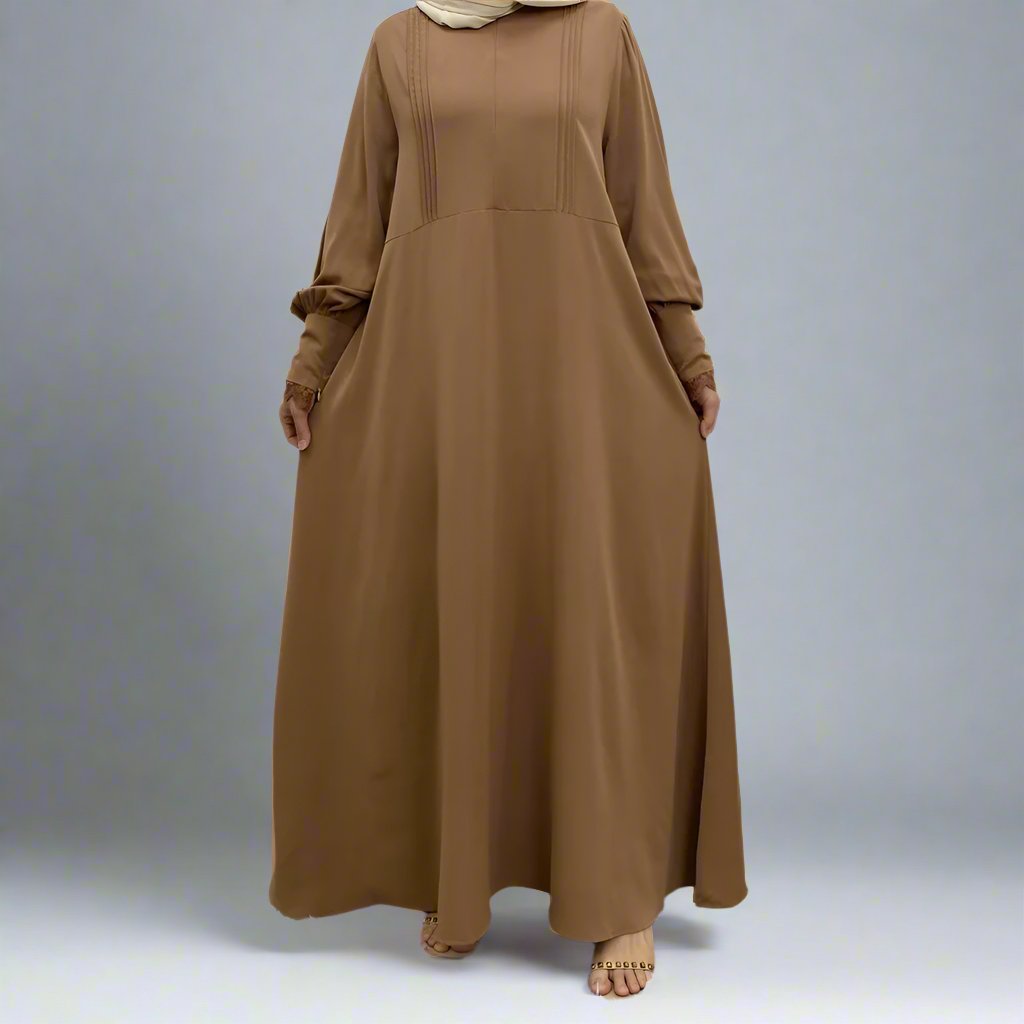 Abaya with Pleated Sleeves