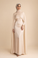 Yasmine - Beige — hijab styling, beige chiffon master front
