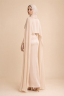 Yasmine - Beige — hijab styling, three quarter back