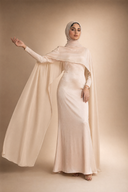 Yasmine - Beige — hijab styling, editorial power pose