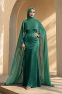Yasmine - Emerald — hijab styling, editorial power pose