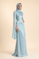 Mariya - Aquatic Blue — hijab styling, three quarter front