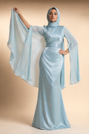 Mariya - Aquatic Blue — hijab styling, editorial power pose