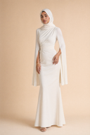 Mariya - White — hijab styling, three quarter front