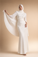 Mariya - White — hijab styling, editorial power pose