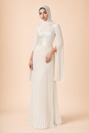 Saffira - White — hijab styling, three quarter front