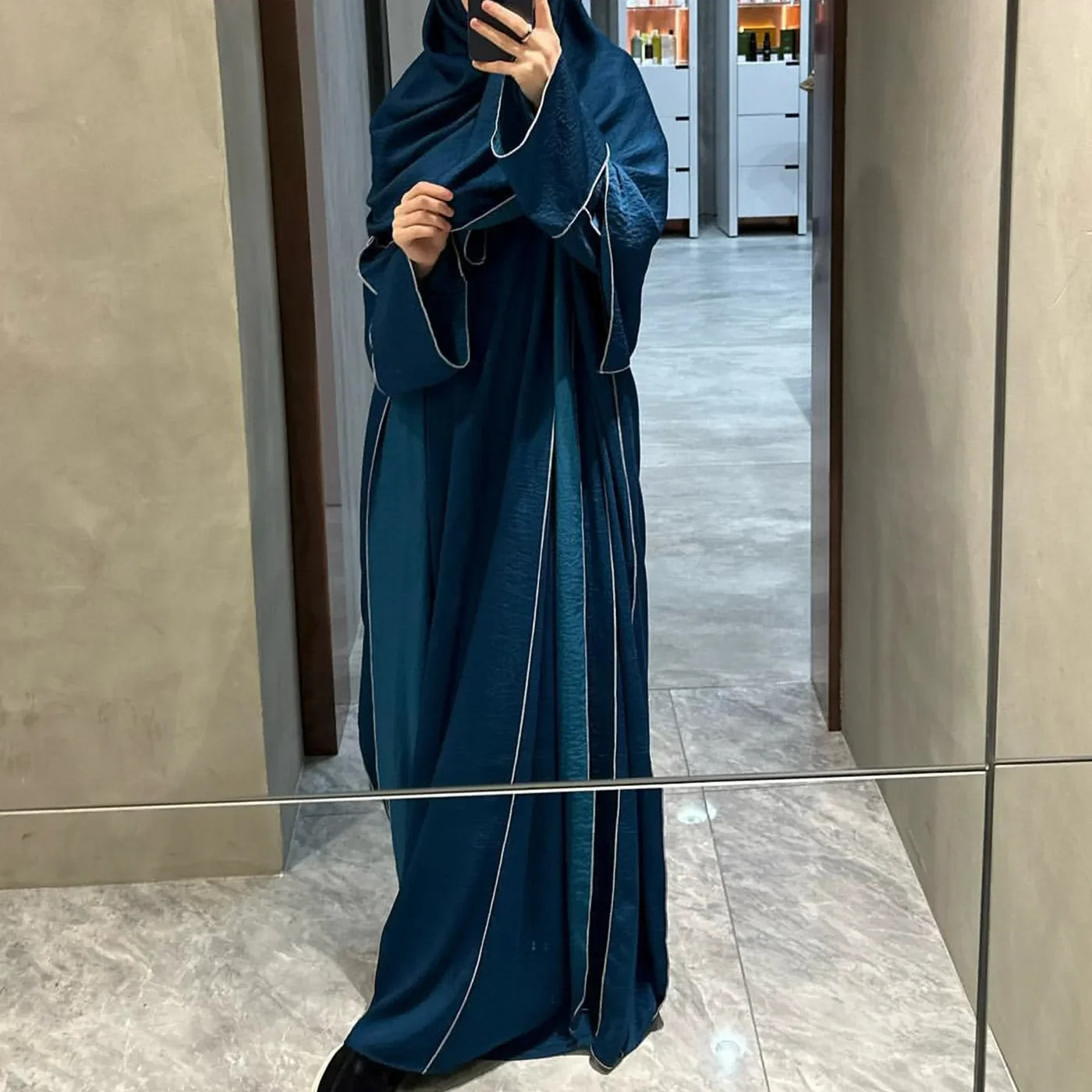 Elegant 2-Piece Abaya Kimono Set for Women With Matching Inner Dress