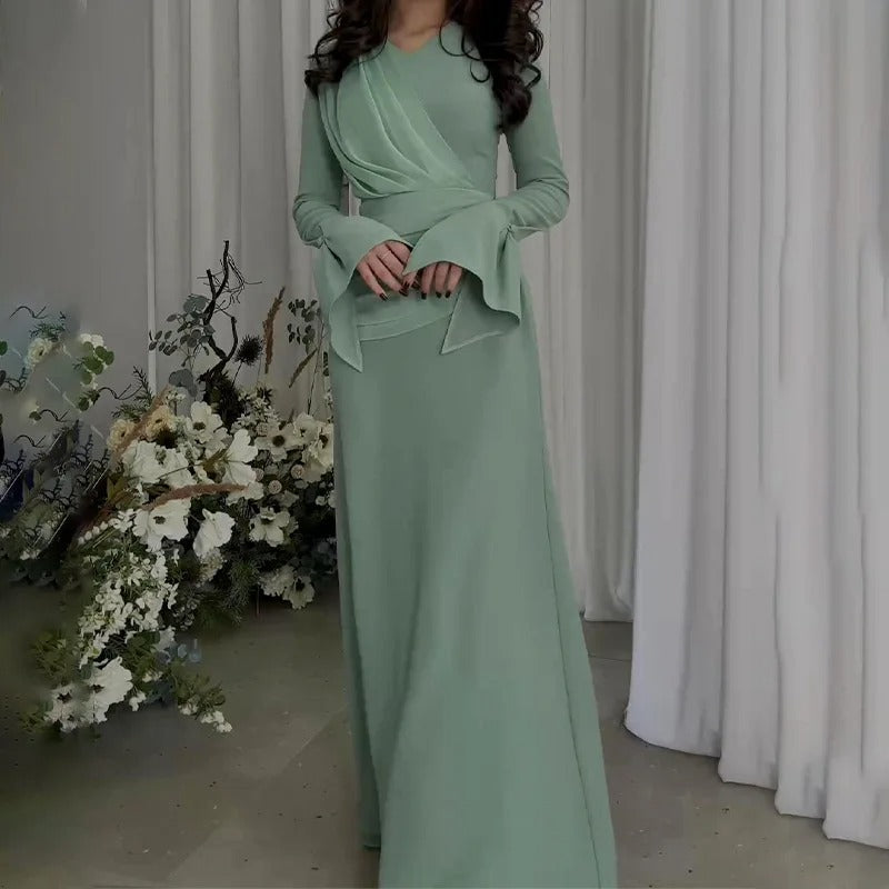 Elegant Lace-Up Satin Maxi Dress