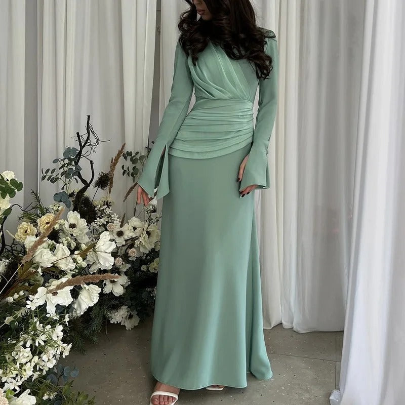 Elegant Lace-Up Satin Maxi Dress