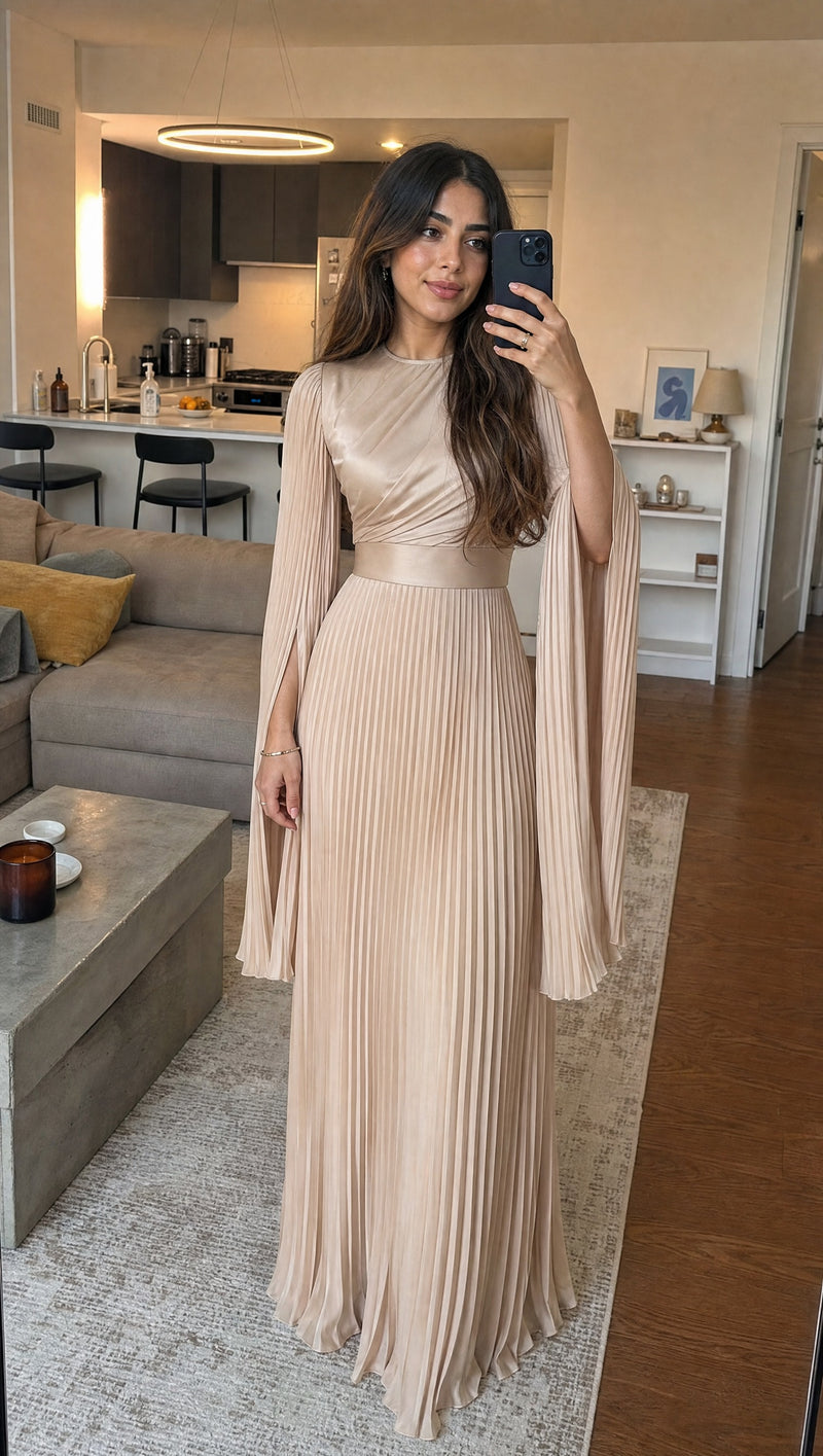 Pleated Cream — nonhijab front