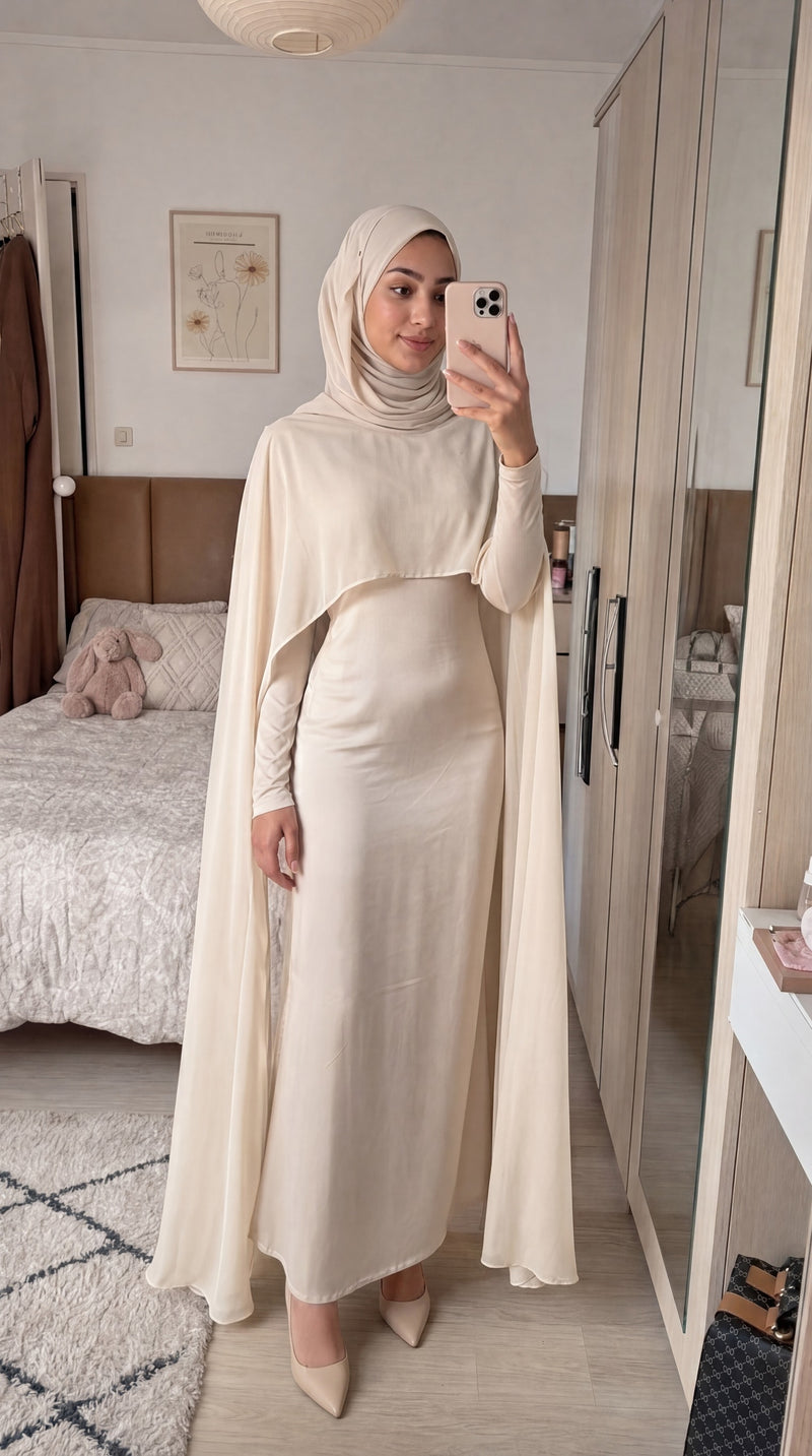 Chiffon Beige — hijab front