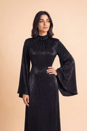 Editorial portrait in the Camille black modest evening dress