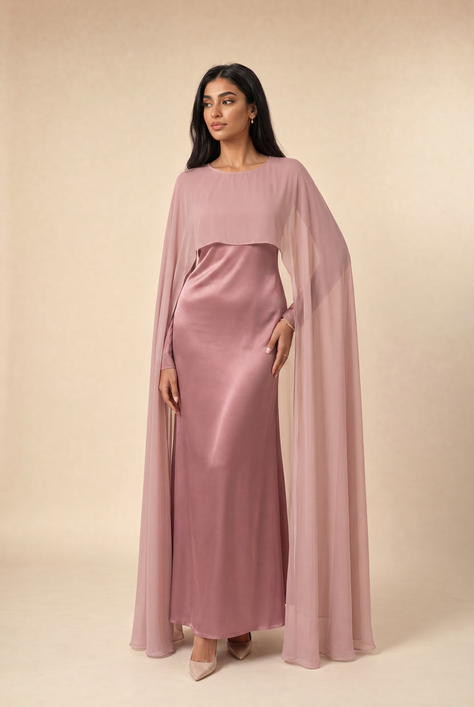 Yasmine Pink Chiffon Dream Modest Evening Dress | Mystic Modesty