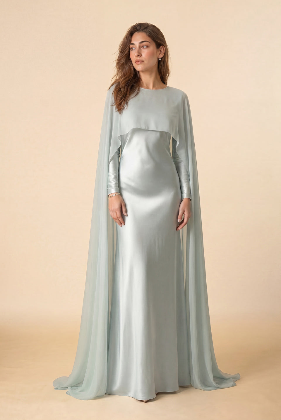 Yasmine Mint Chiffon Dream Modest Evening Dress | Mystic Modesty