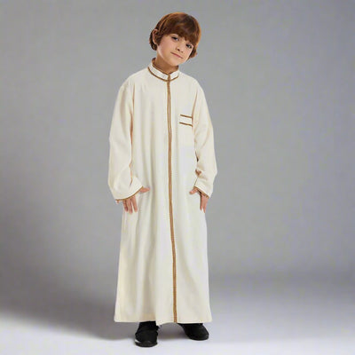 Boys' Thobe with Embroidered Trim