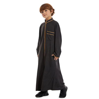 Boys' Thobe with Embroidered Trim