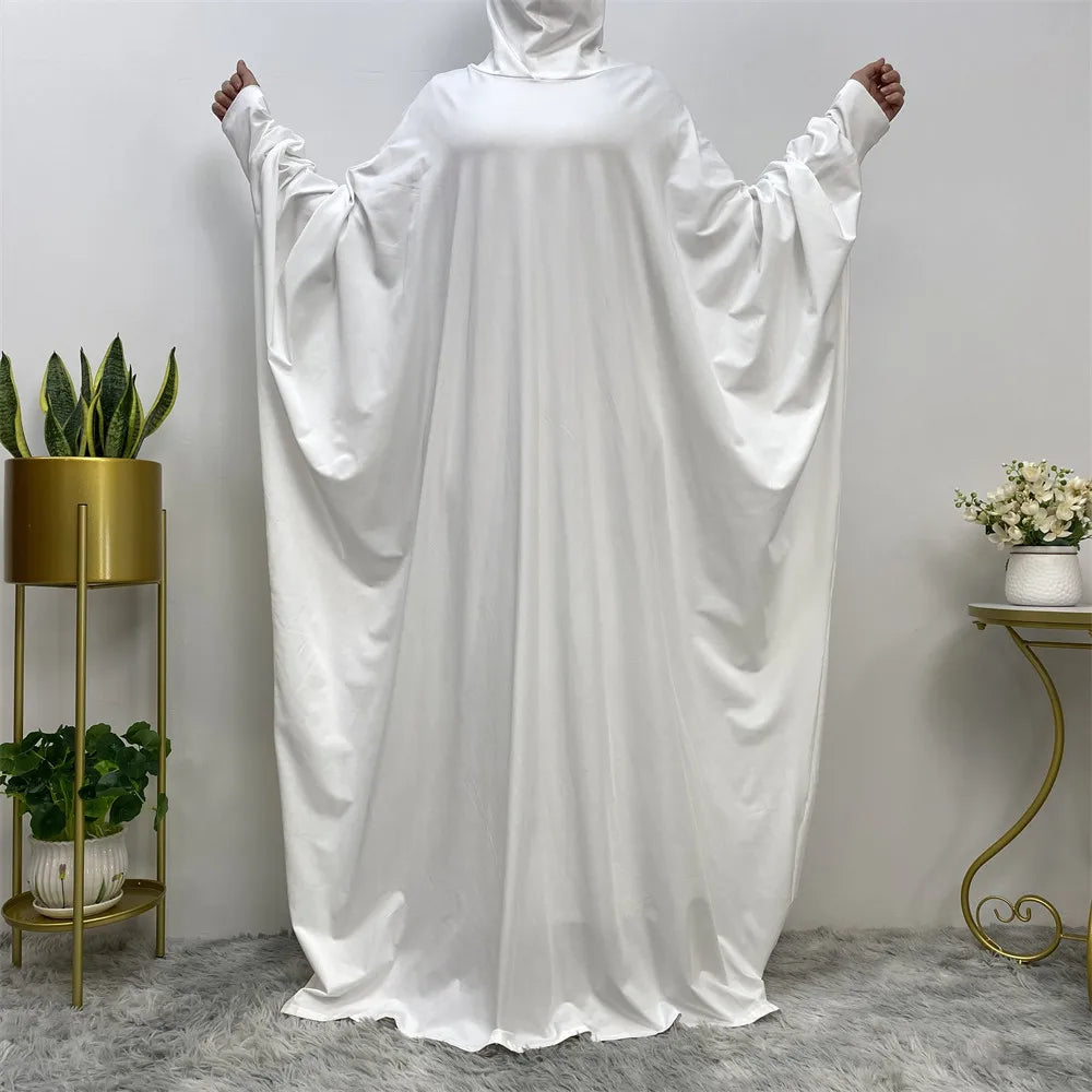 Flowing Bat-Sleeve Abaya with Integrated Hijab